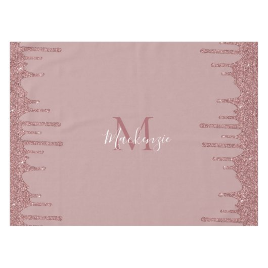 Luxe Roos Gold Driving Glitter Monogram Tafelkleed (Voorkant (Horizontaal))