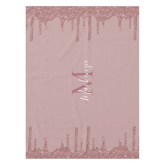 Luxe Roos Gold Driving Glitter Monogram Tafelkleed (Voorkant)