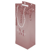 Luxe Roos Gold Driving Glitter Monogram Wijn Cadeautas (Achterkant Gekanteld)