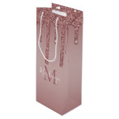 Luxe Roos Gold Driving Glitter Monogram Wijn Cadeautas (Voorkant Gekanteld)