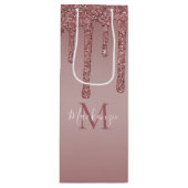 Luxe Roos Gold Driving Glitter Monogram Wijn Cadeautas (Voorkant)
