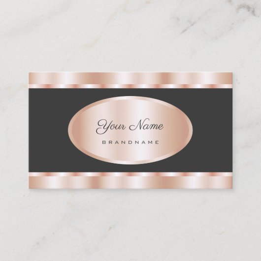 Luxe Roos Gold Effect en donkergrijze Professional Visitekaartje (Voorkant)