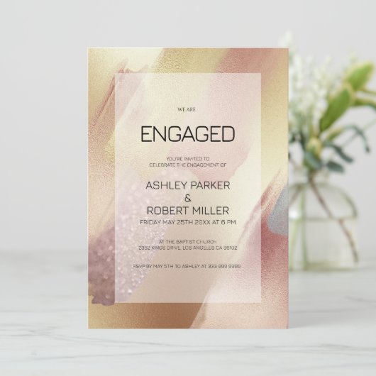 Luxe Roos-Gold- en grijze penseelstreken Kaart (Staand voorkant)