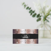 Luxe Roos Gold en zwarte grenzen met Logo Visitekaartje (Staand voorkant)