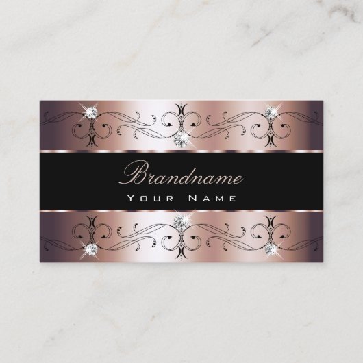 Luxe Roos Gold en zwarte  grenzen voor sierdoelein Visitekaartje (Voorkant)