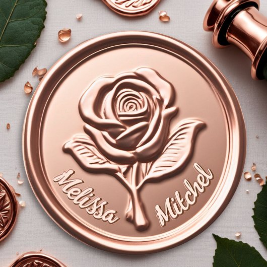 Luxe Roos Gold Faux Wax Flower Seal Sticker