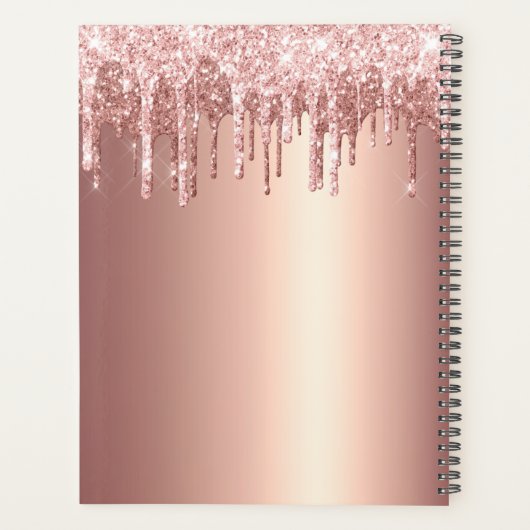 Luxe Roos Gold Foil Glitter Drip Monogram Planner (Achterkant)