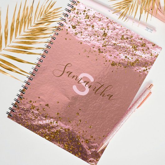 Luxe Roos Gold Foil Glittery Stijlvol Chic Custom Notitieboek