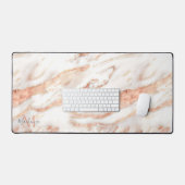Luxe Roos Gold Foil Marble Monogram Bureaumat (Keyboard & Muis)