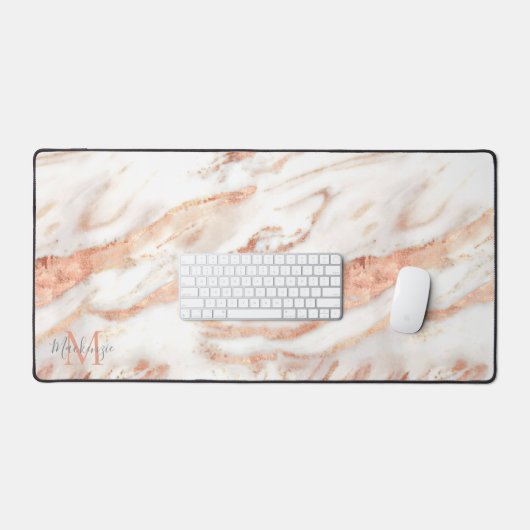 Luxe Roos Gold Foil Marble Monogram Bureaumat (Keyboard & Muis)