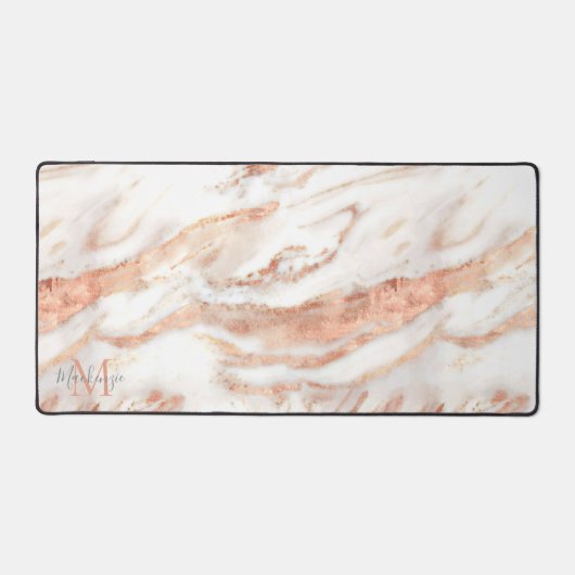 Luxe Roos Gold Foil Marble Monogram Bureaumat (Voorkant)
