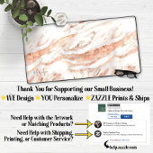 Luxe Roos Gold Foil Marble Monogram Bureaumat