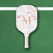 Luxe Roos Gold Foil Marble Monogram Pickleball Paddle