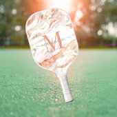 Luxe Roos Gold Foil Marble Monogram Pickleball Paddle