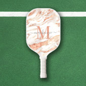 Luxe Roos Gold Foil Marble Monogram Pickleball Paddle