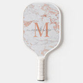 Luxe Roos Gold Foil Marble Monogram Pickleball Paddle (Achterkant)