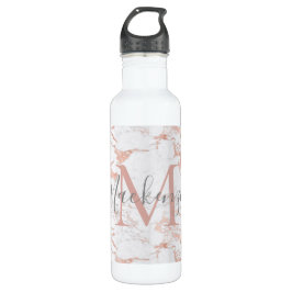 Luxe Roos Gold Foil Marble Monogram Waterfles