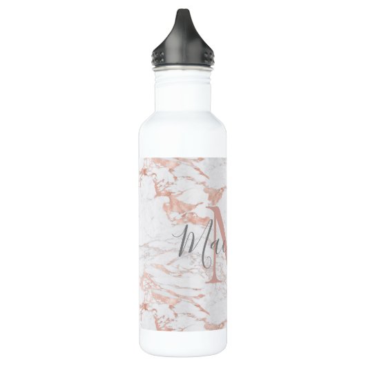 Luxe Roos Gold Foil Marble Monogram Waterfles (Links)