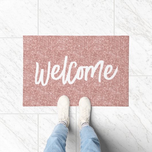 Luxe Roos Gold Glitter Brusch Welcome Deurmat (Binnen)