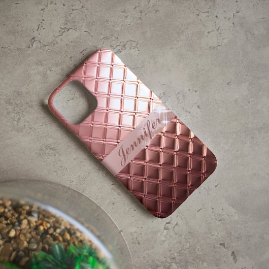 Luxe Roos Gold Glitter Custom Jouw namen toevoegen Case-Mate iPhone Case