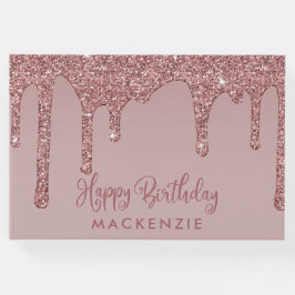 Luxe Roos Gold Glitter Drift Birthday Gastenboek