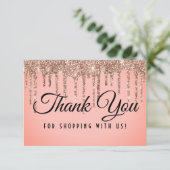 Luxe Roos Gold Glitter Drip Coupon Bedankkaart (Staand voorkant)