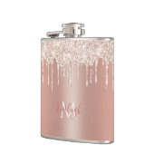 Luxe Roos Gold Glitter Drip met naam/monogram Heupfles (Links)