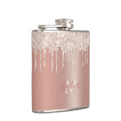 Luxe Roos Gold Glitter Drip met naam/monogram Heupfles (Rechts)