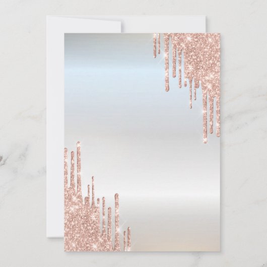 Luxe Roos Gold Glitter Drips Silver 50th Kaart (Achterkant)