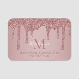 Luxe Roos Gold Glitter Drivers Monogram Naamplaatje