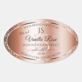 Luxe Roos Gold Glitter-Initialen Productlabels Ovale Sticker