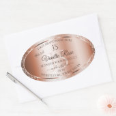 Luxe Roos Gold Glitter-Initialen Productlabels Ovale Sticker (Envelop)