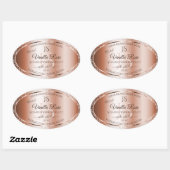 Luxe Roos Gold Glitter-Initialen Productlabels Ovale Sticker (Vel)
