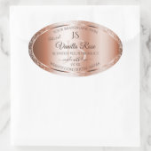 Luxe Roos Gold Glitter-Initialen Productlabels Ovale Sticker (Tas)