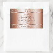Luxe Roos Gold Glitter-Initialen Productlabels Rechthoekige Sticker (Tas)