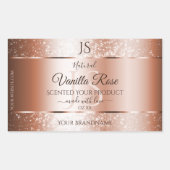 Luxe Roos Gold Glitter-Initialen Productlabels Rechthoekige Sticker (Voorkant)