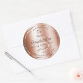 Luxe Roos Gold Glitter-Initialen Productlabels Ronde Sticker (Envelop)