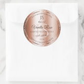Luxe Roos Gold Glitter-Initialen Productlabels Ronde Sticker (Tas)