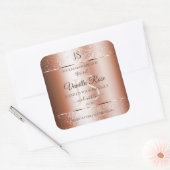 Luxe Roos Gold Glitter-Initialen Productlabels Vierkante Sticker (Envelop)