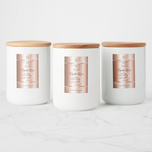 Luxe Roos Gold Glitter-Initialen Productlabels Voedselcontainer Etiket (Flessen)