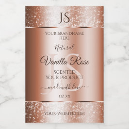 Luxe Roos Gold Glitter-Initialen Productlabels Voedselcontainer Etiket
