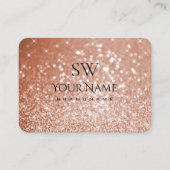 Luxe Roos Gold Glitter Luminous Stars Monogram Visitekaartje (Voorkant)