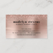 Luxe Roos Gold Glitter Metallic Monogram Logo Visitekaartje (Achterkant)