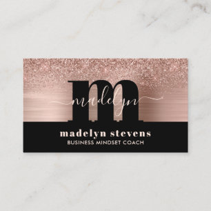 Luxe Roos Gold Glitter Metallic Monogram Logo Visitekaartje