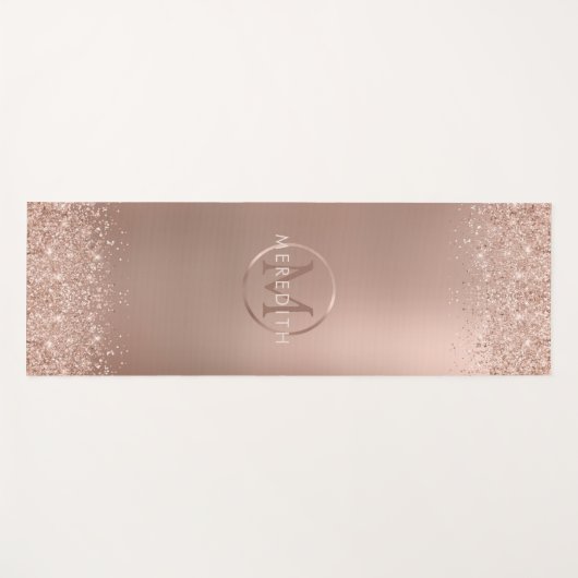 Luxe Roos Gold Glitter Metallic Monogram Yogamat (Voorkant (horizontaal))