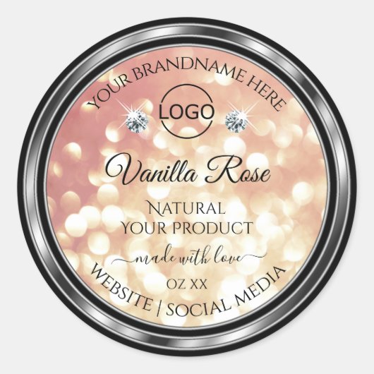 Luxe Roos Gold Glitter Product Label Juwelen Logo (Voorkant)