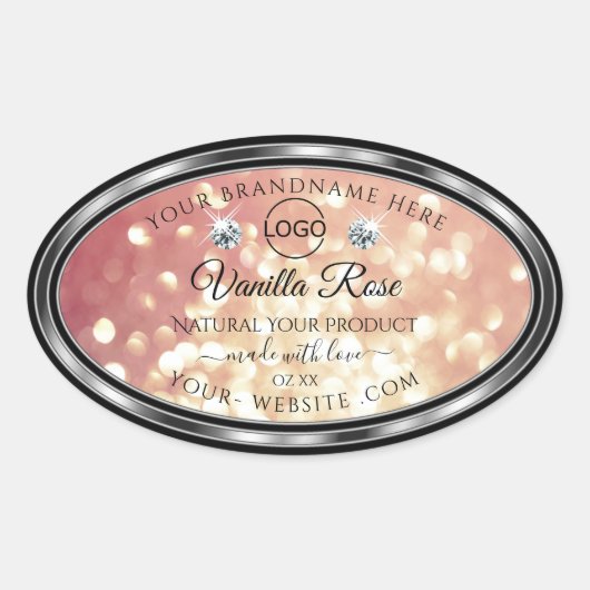 Luxe Roos Gold Glitter Product Label Juwelen Logo (Voorkant)