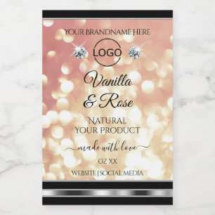 Luxe Roos Gold Glitter Product Label Juwelen Logo Voedselcontainer Etiket