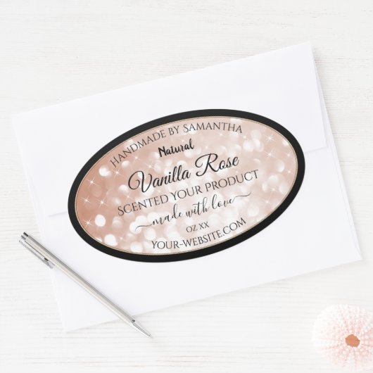 Luxe Roos Gold Glitter Product Packaging Labels (Envelop)