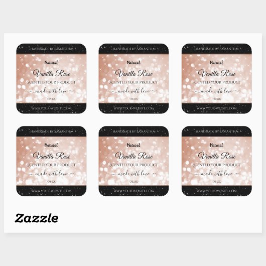 Luxe Roos Gold Glitter Product Packaging Labels (Vel)